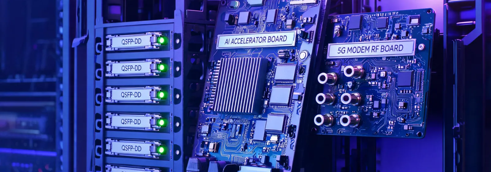 QSFP-DD module and AI board